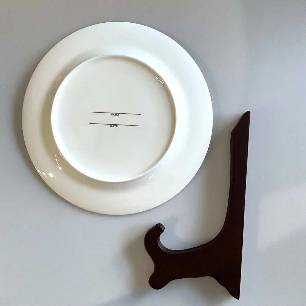 50TH ANNIVERSARY WEDDING PLATE, PORCELAIN GOLD PLATE WITH STAND 10 INCH
